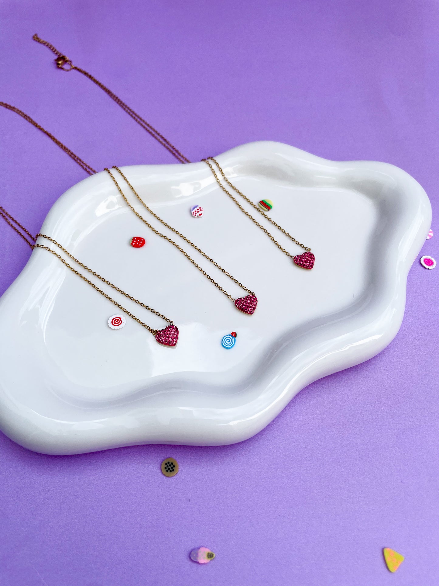Collar corazón rosa mini brillantes