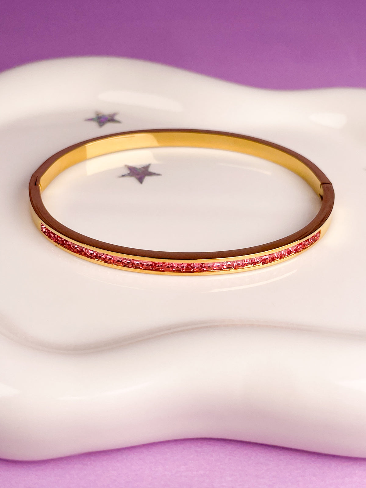 Pulsera rígida brillantes rosas