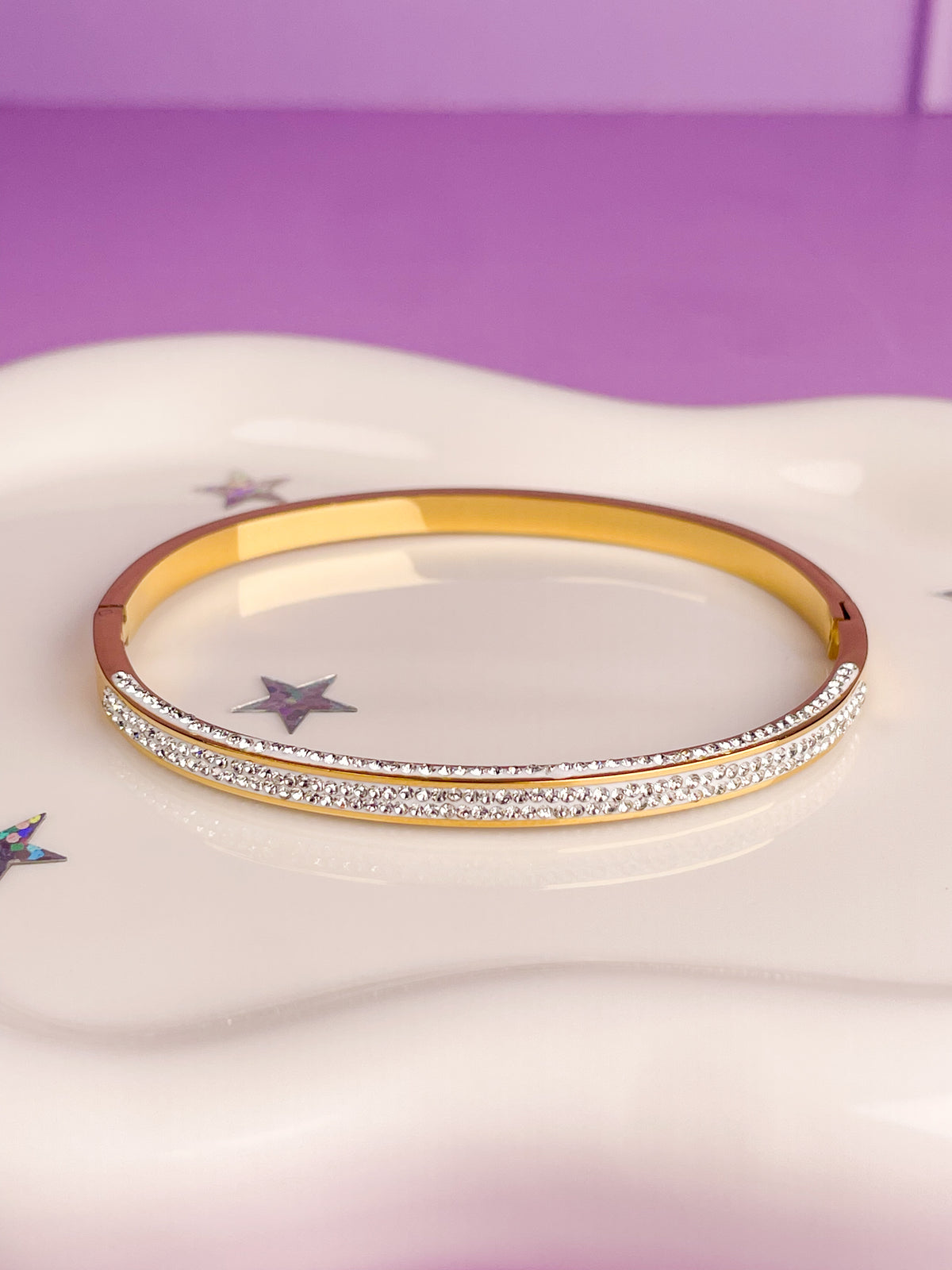 Pulsera rígida brillantes color blanca