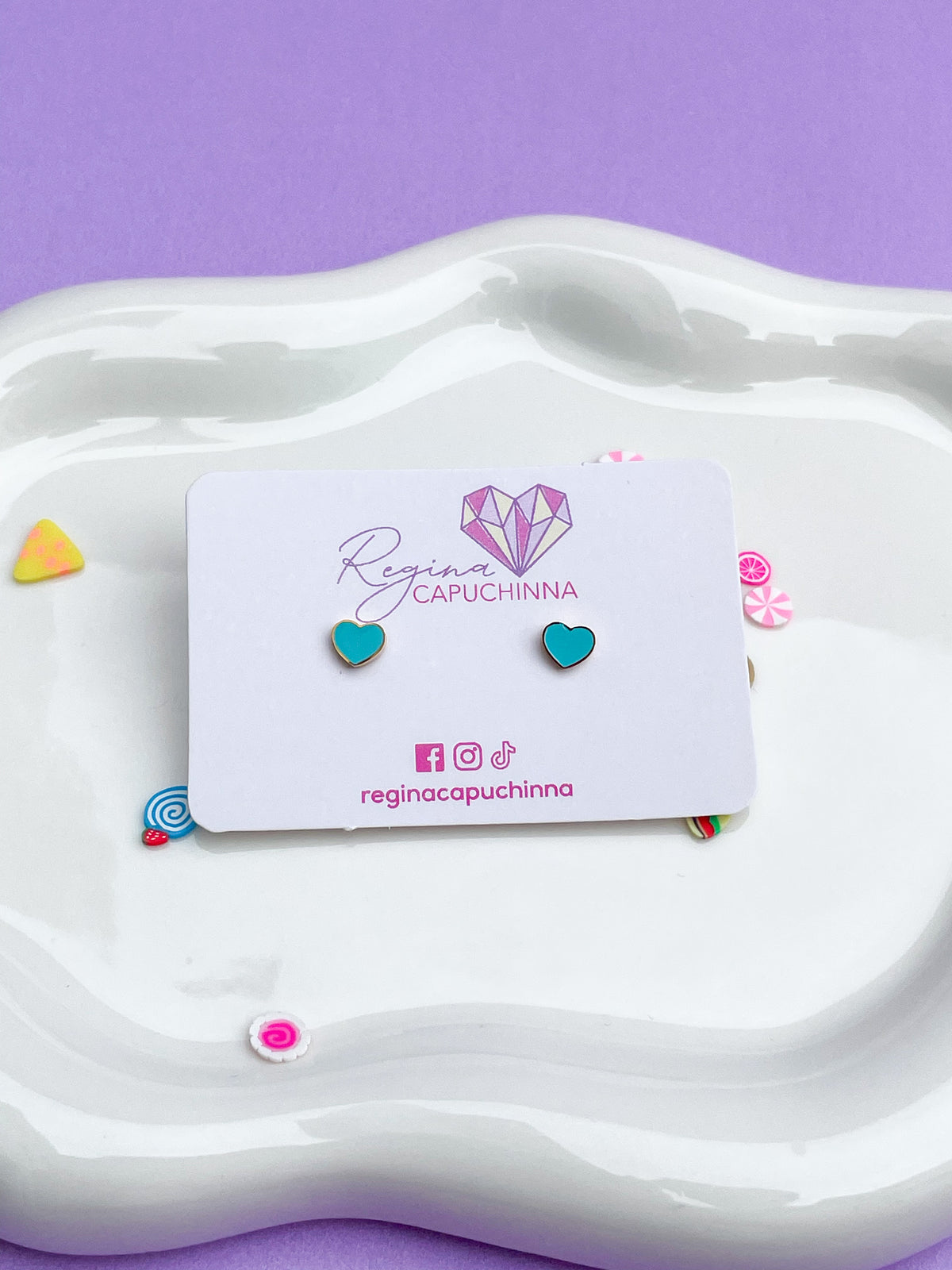 Aretes corazón blue mini