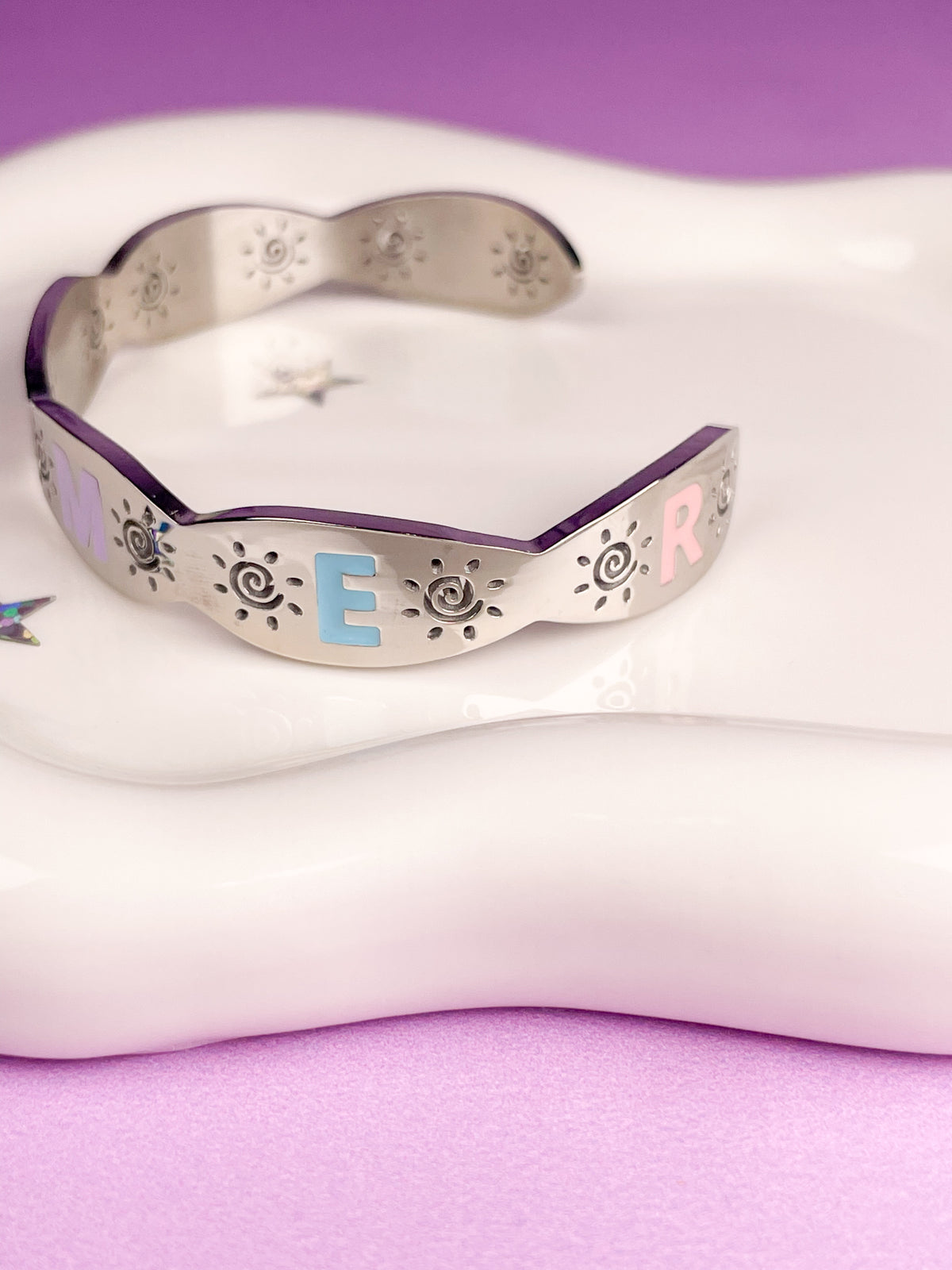 Pulsera rígida plateada summer