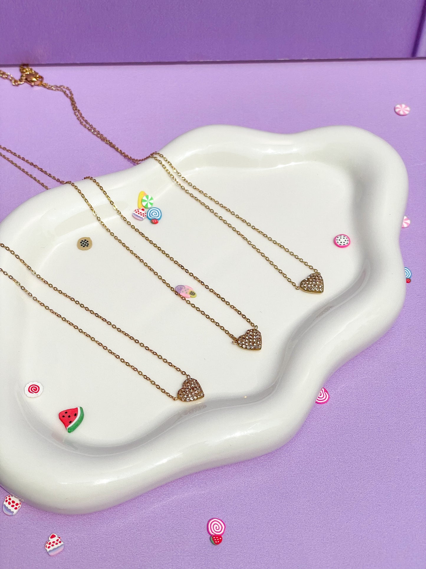 Collar corazón rosa gold mini con brillantes