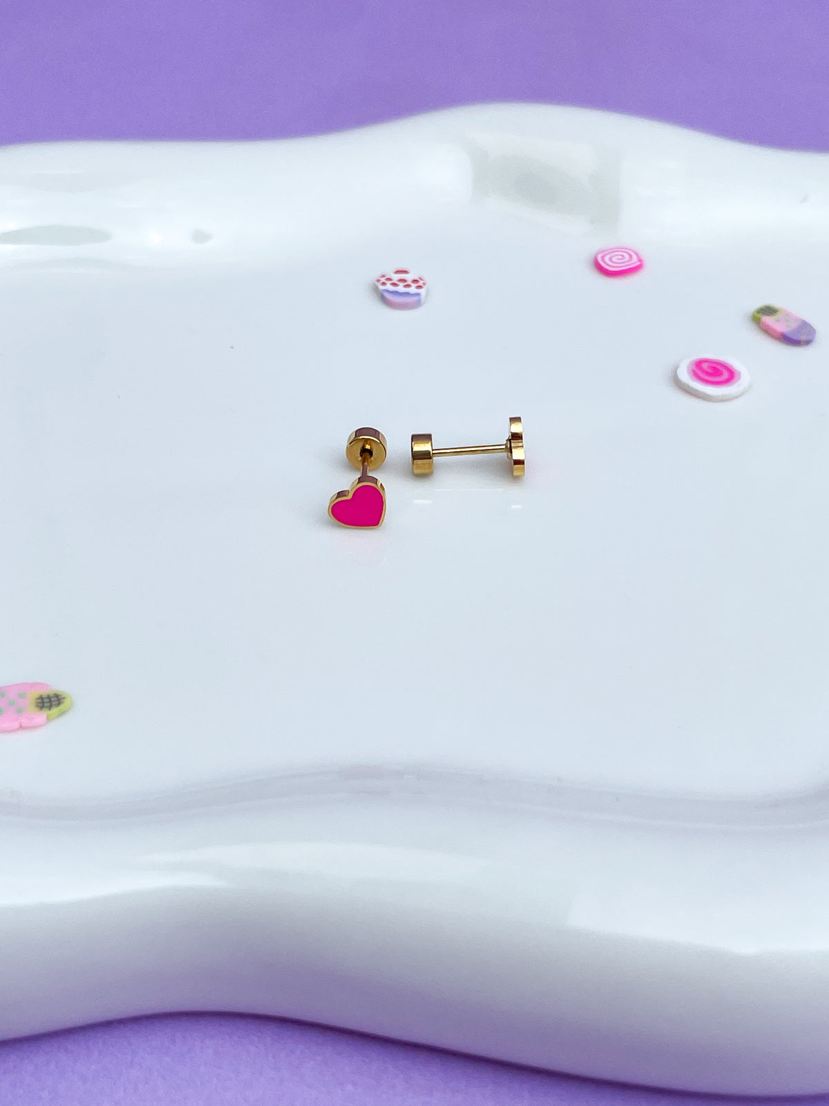 Aretes corazón rosa mini