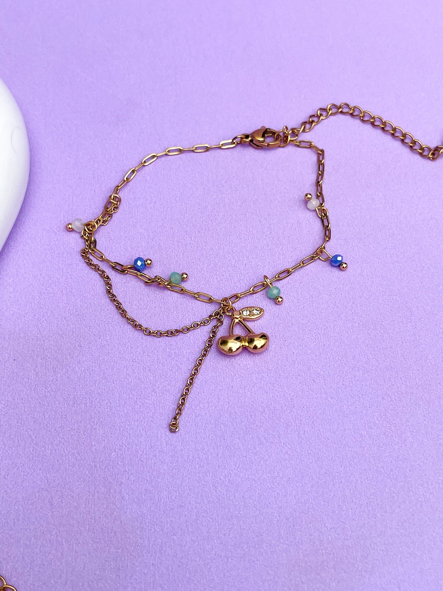 Pulsera cerezas doradas