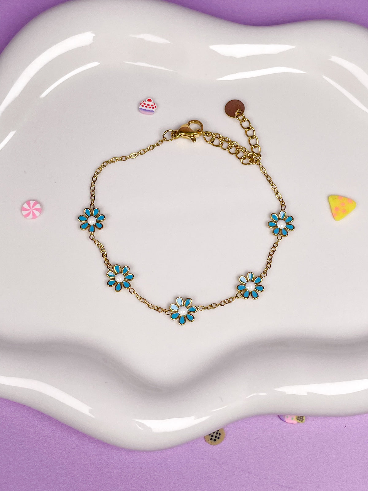 Pulsera flores azules