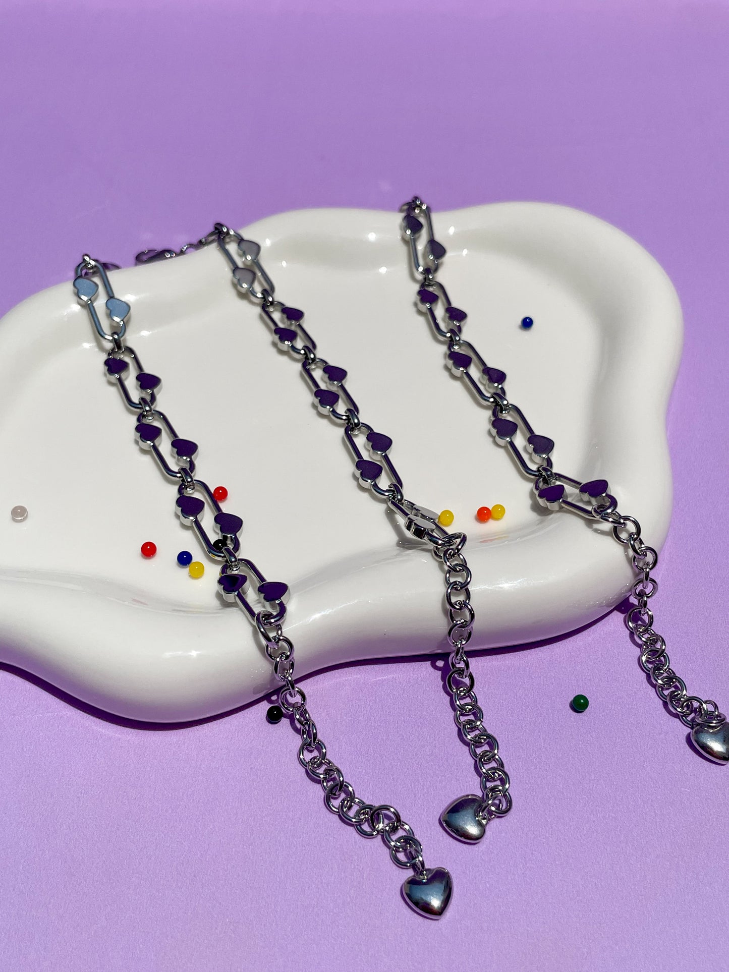 Pulsera clip corazón plateada