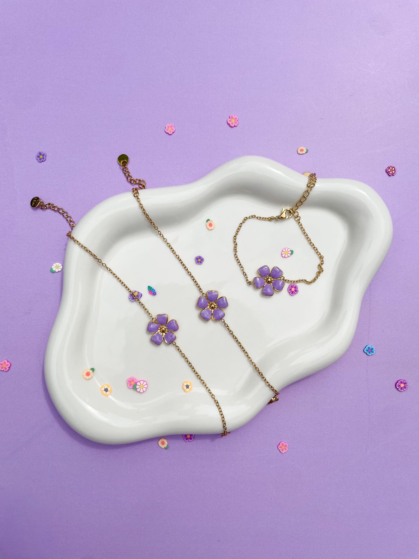 Pulsera flor color morado