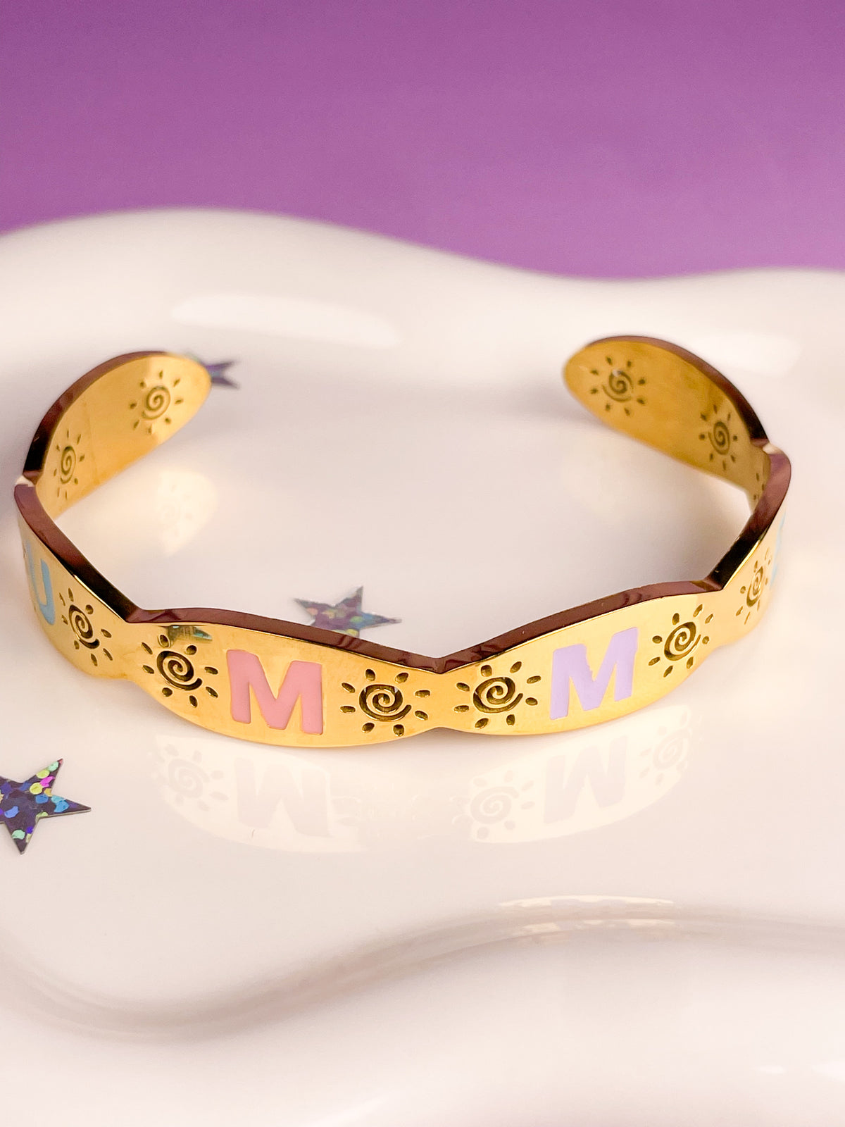 Pulseras rígida dorada summer￼