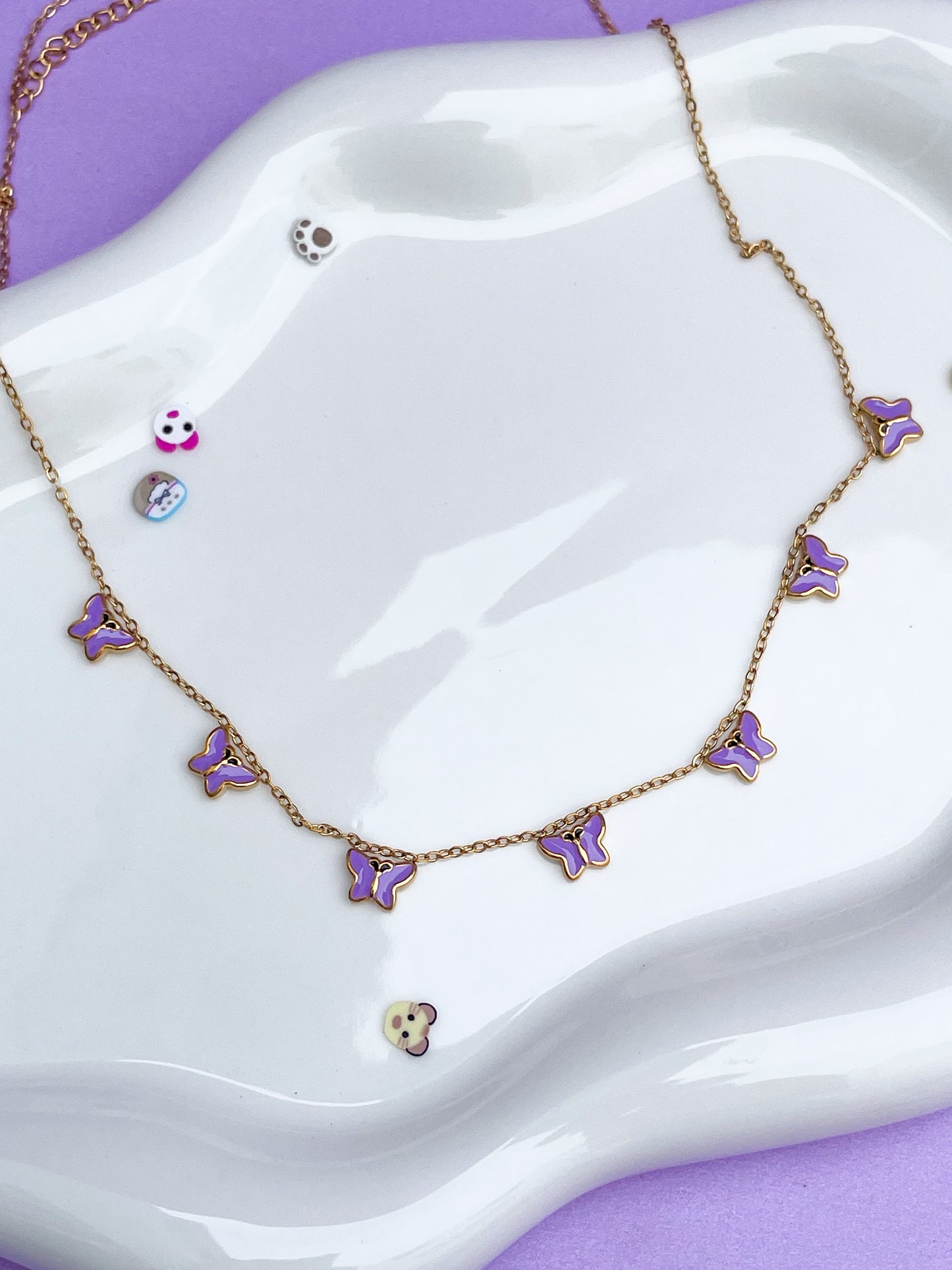 Collar mariposas moradas mini