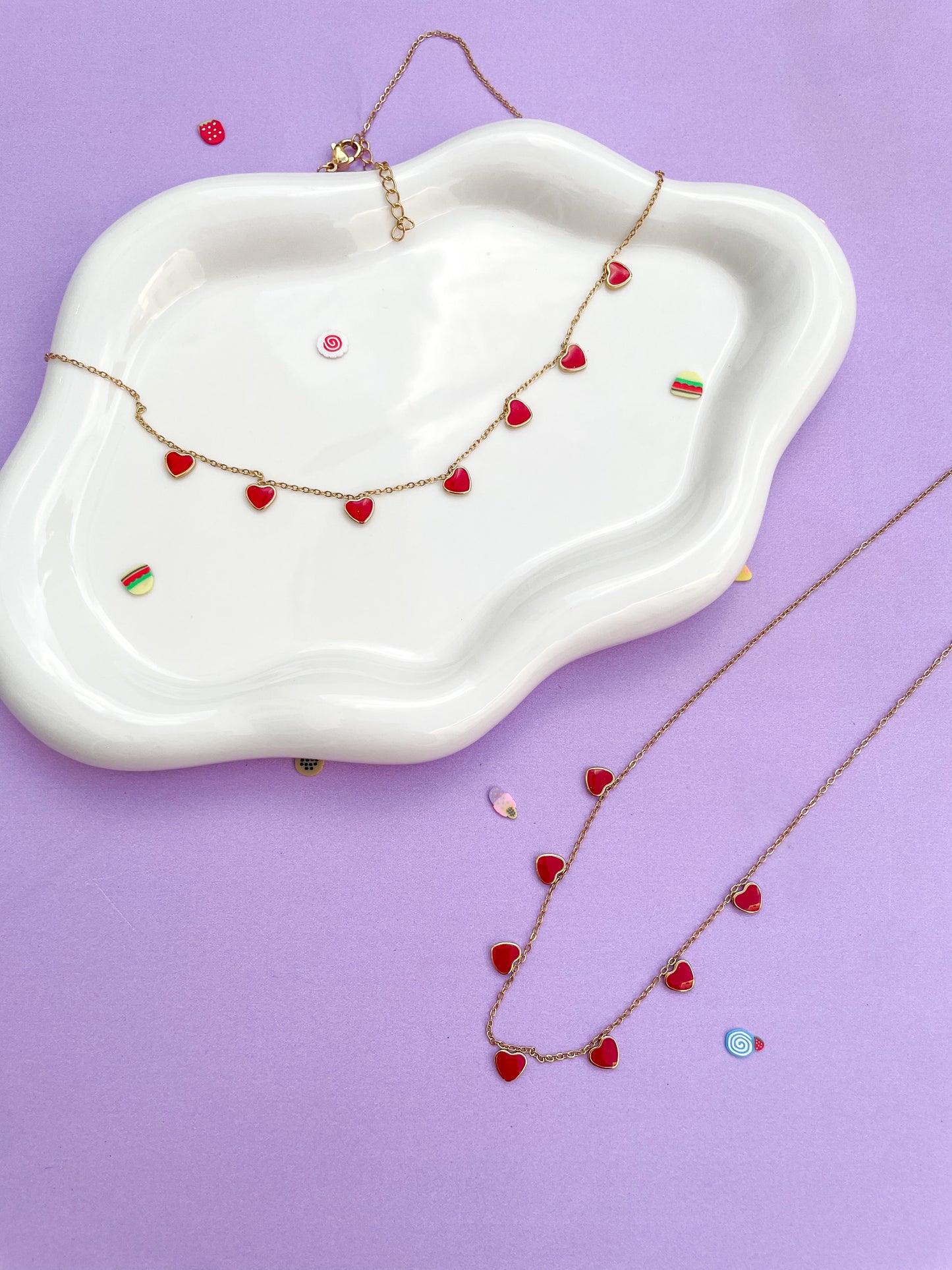 Collar corazones rojos mini