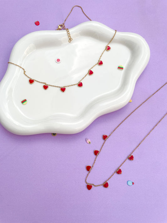 Collar corazones rojos mini