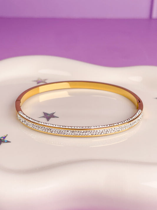 Pulsera rígida brillantes color blanca