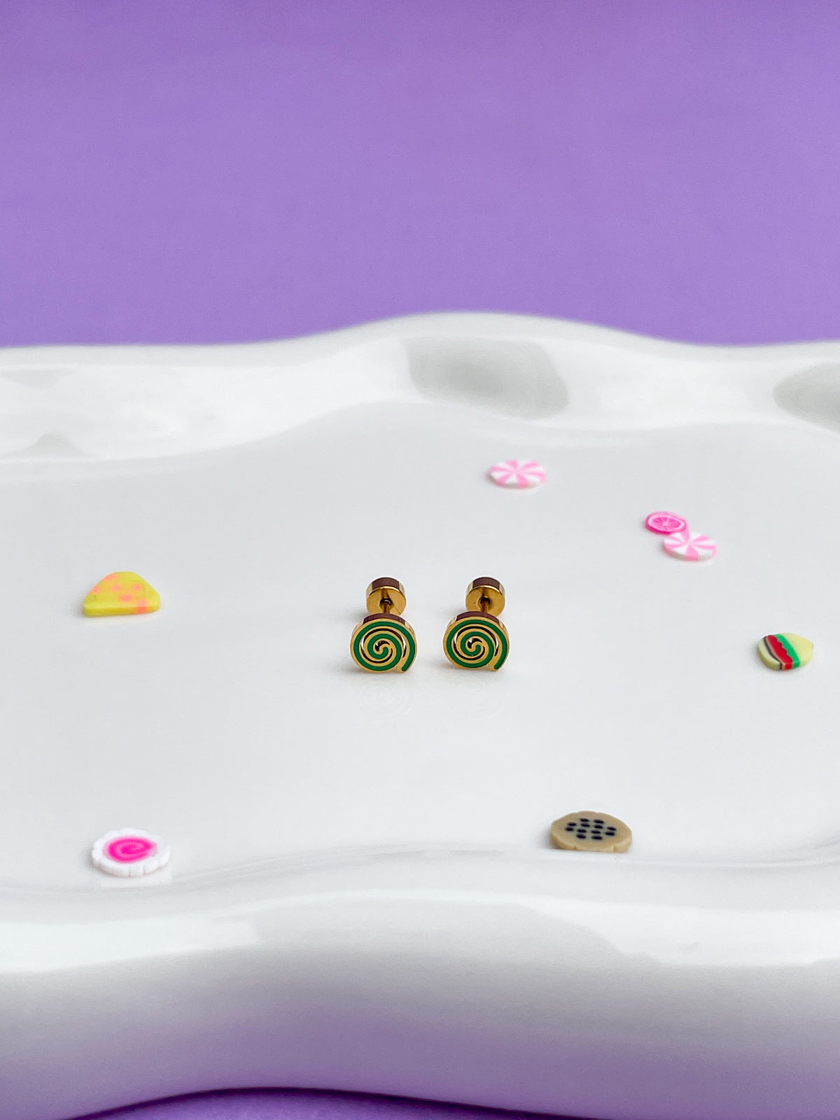 Aretes rollo verde