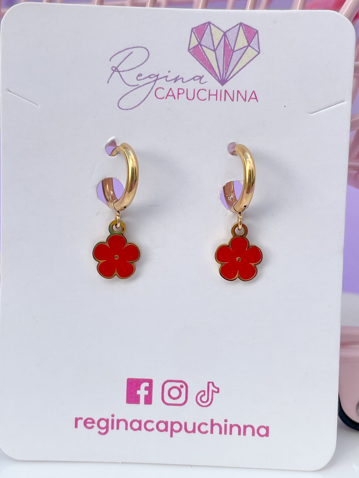 Arracadas flor colgante red