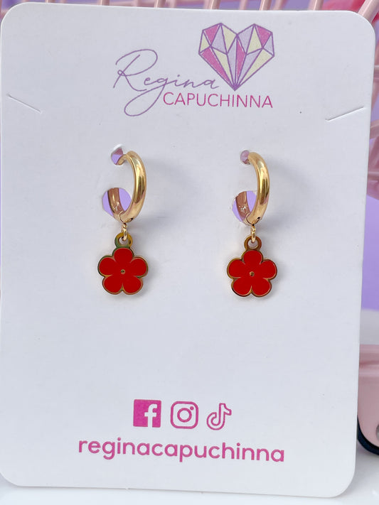 Arracadas flor colgante red