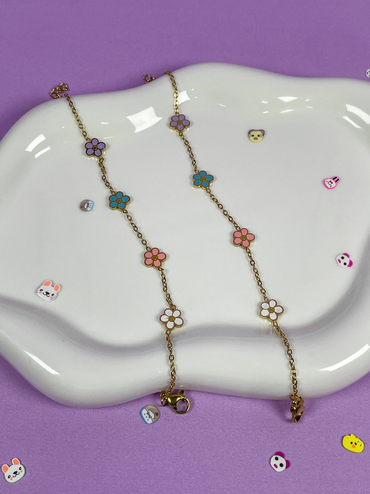Pulsera flores de colores pastel