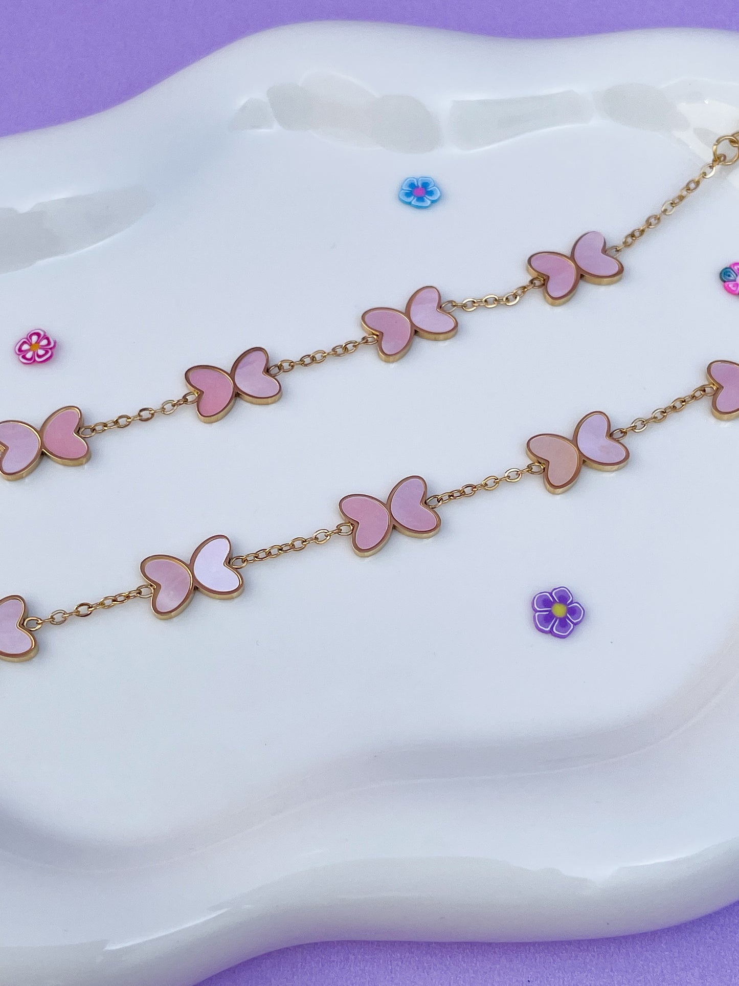 Pulsera mariposa perla rosa