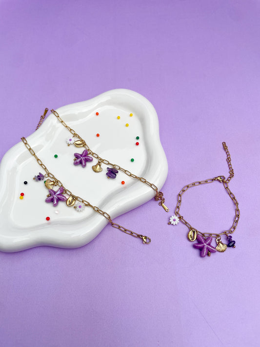 Pulsera charms estrella de mar morada, summer