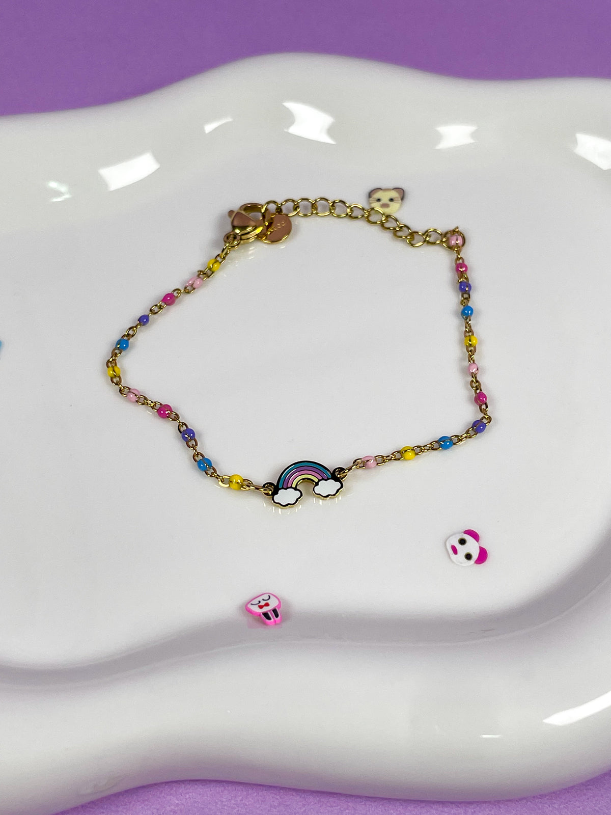 Pulsera rainbow con bolitas colores