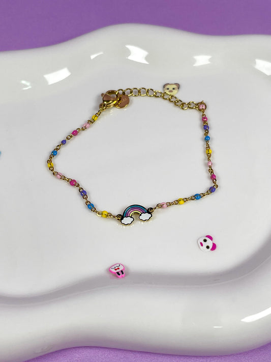Pulsera rainbow con bolitas colores