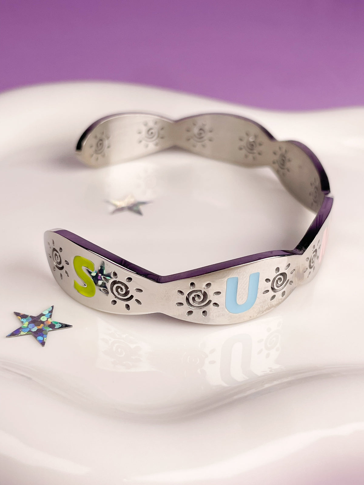 Pulsera rígida plateada summer