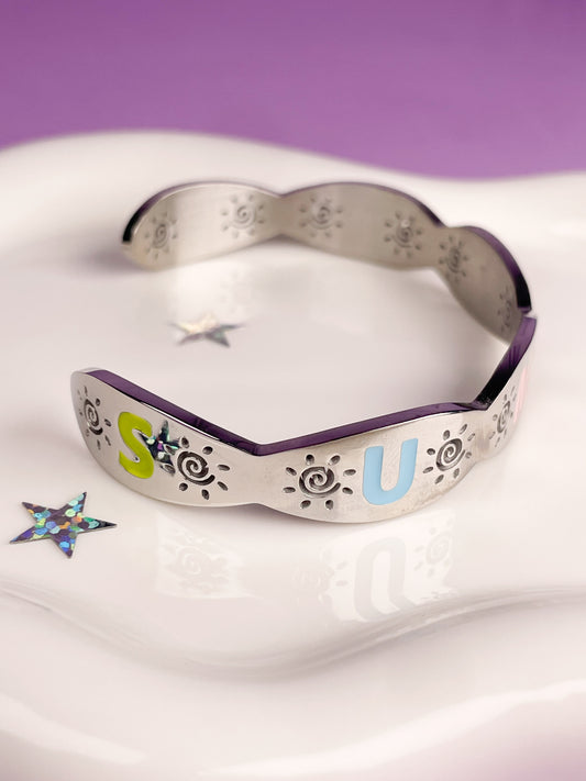 Pulsera rígida plateada summer