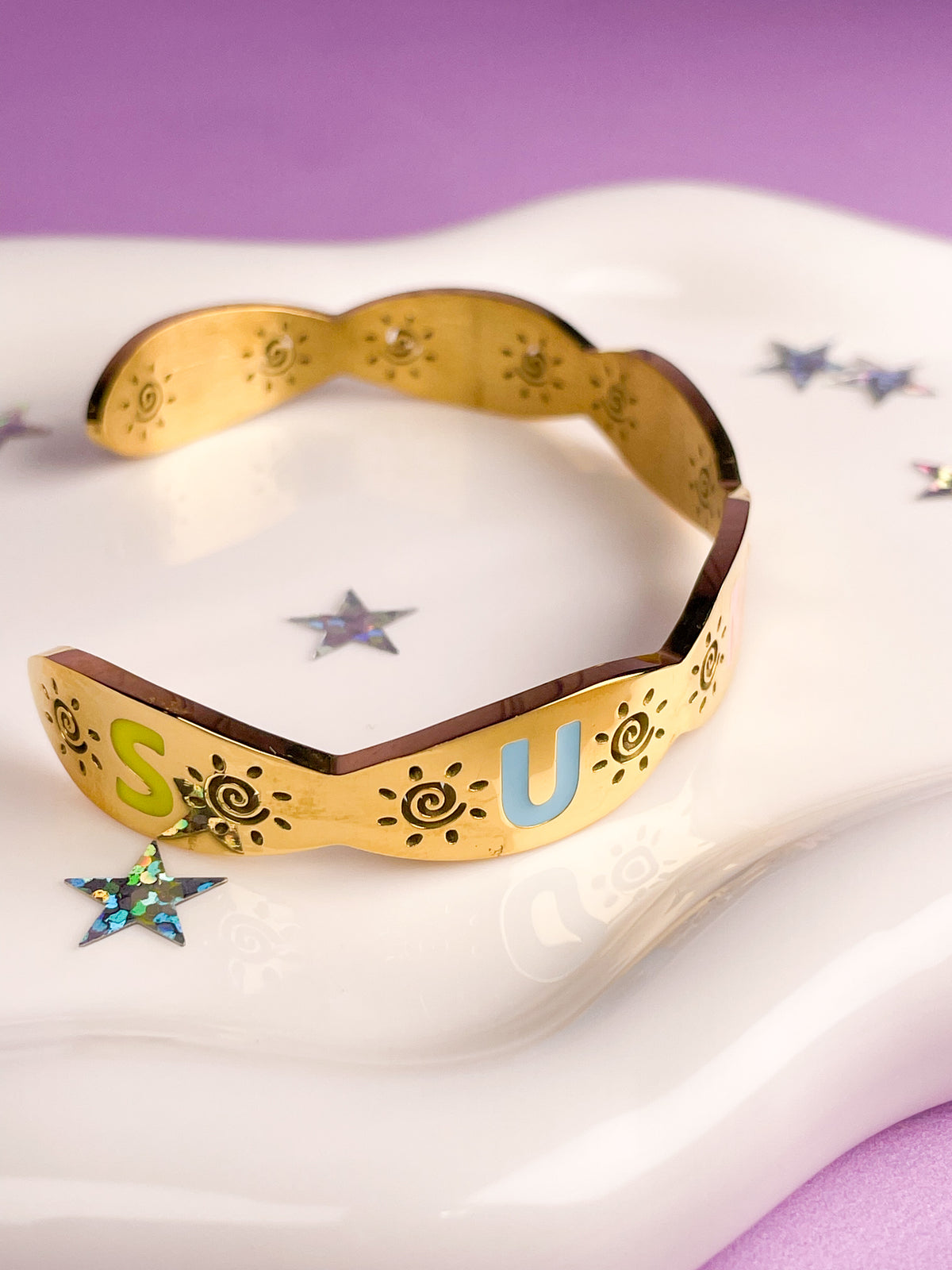 Pulseras rígida dorada summer￼