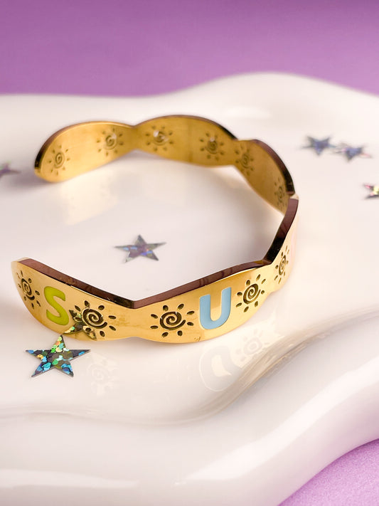 Pulseras rígida dorada summer￼