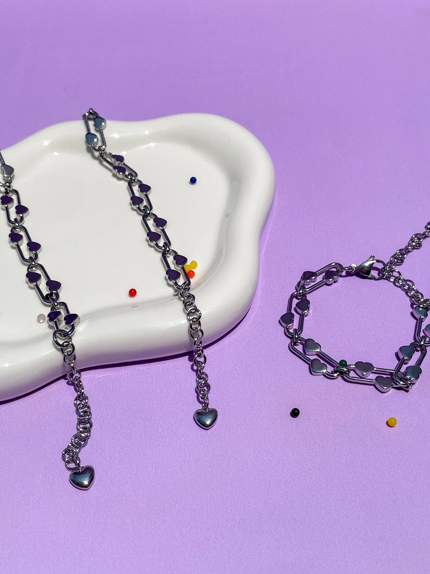 Pulsera clip corazón plateada