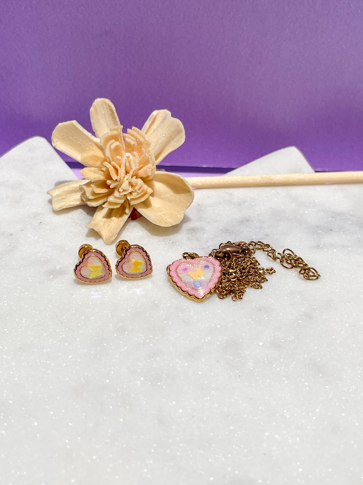 Set de Corazón con Mariposa Tornasol