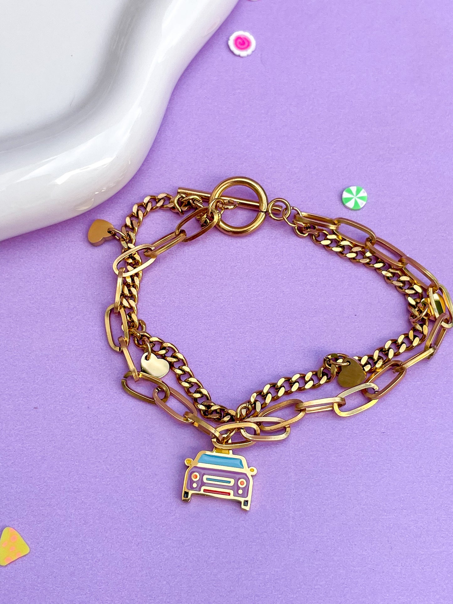 Pulsera cadena doble taxi