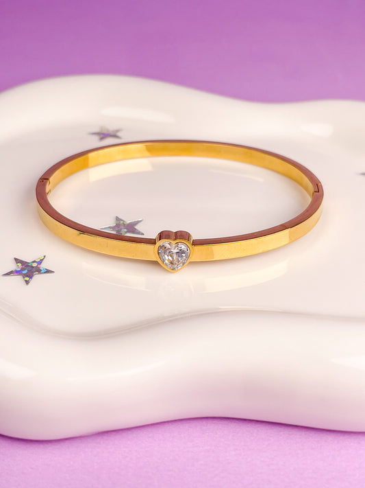 Pulsera rígida corazón brillante