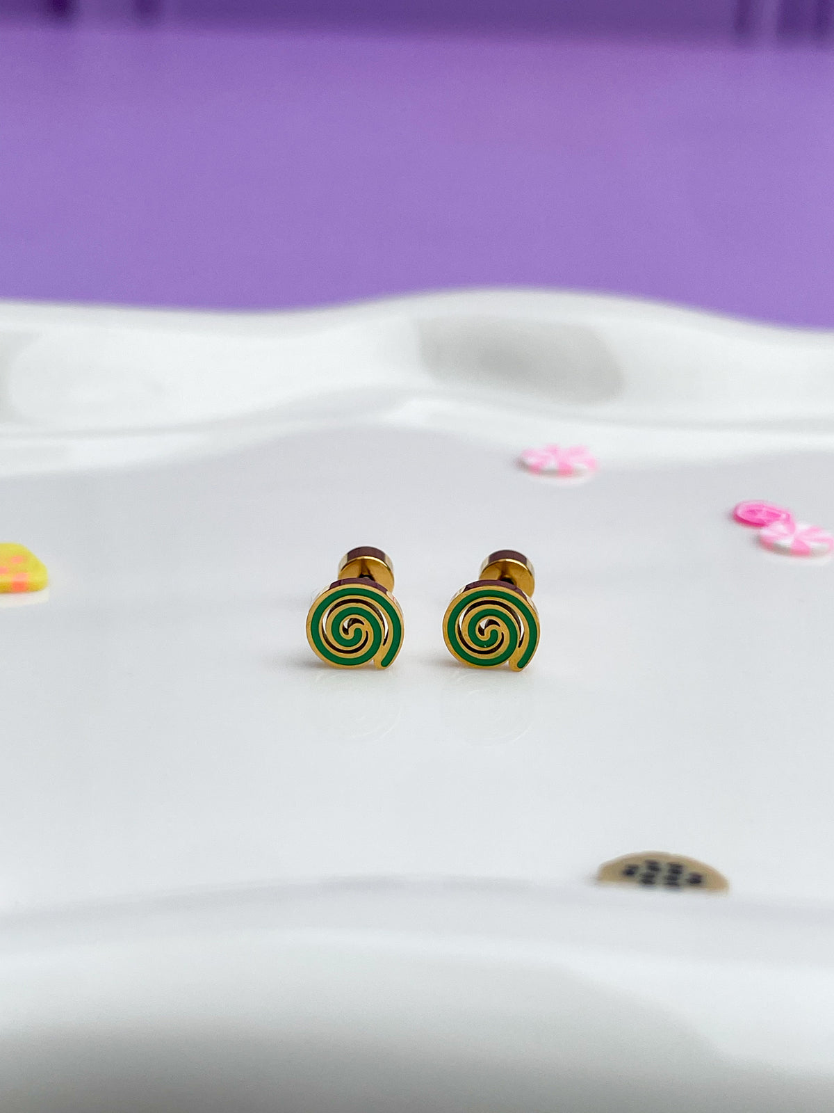 Aretes rollo verde