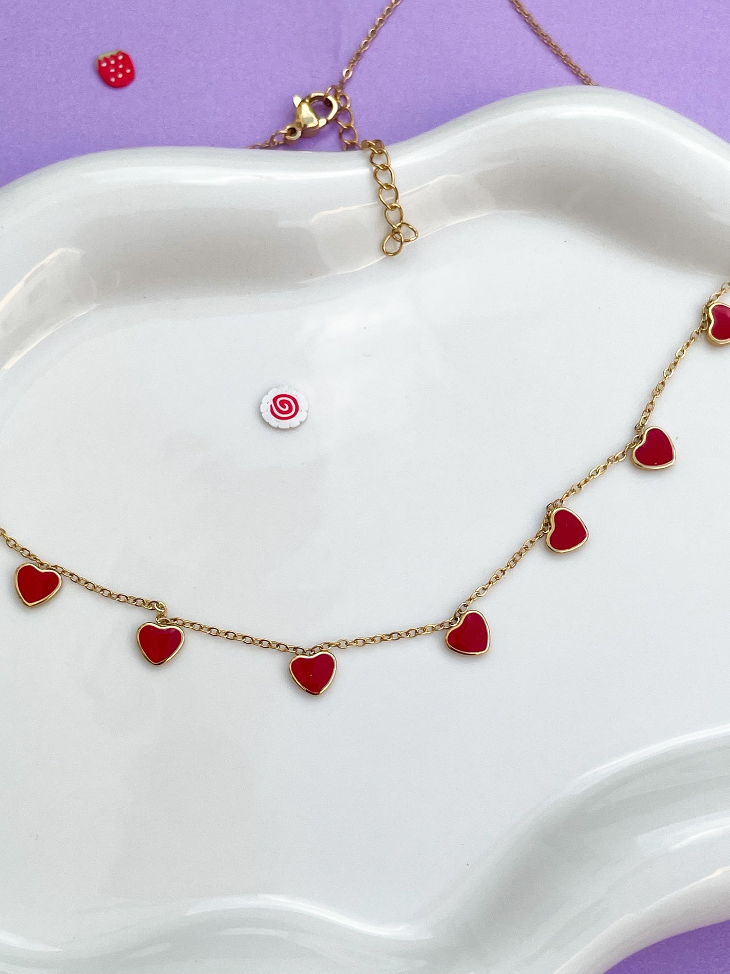 Collar corazones rojos mini