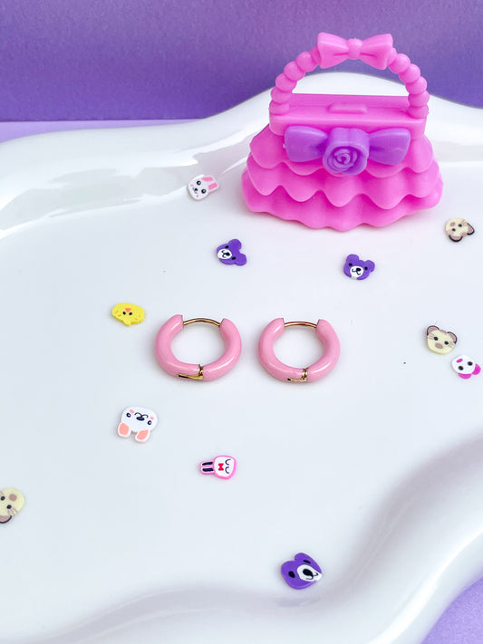 Arracadas esmalte rosa