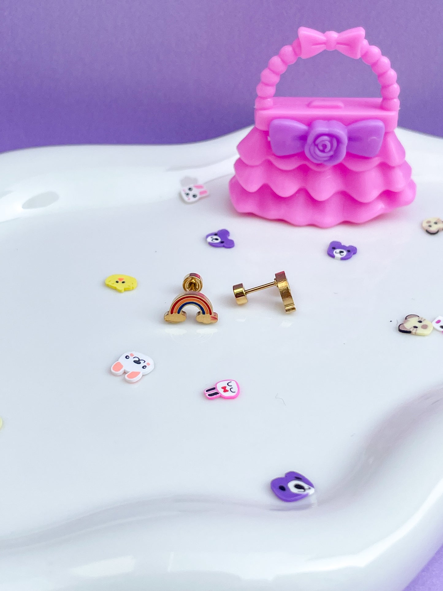 Aretes forma de arcoíris con nube