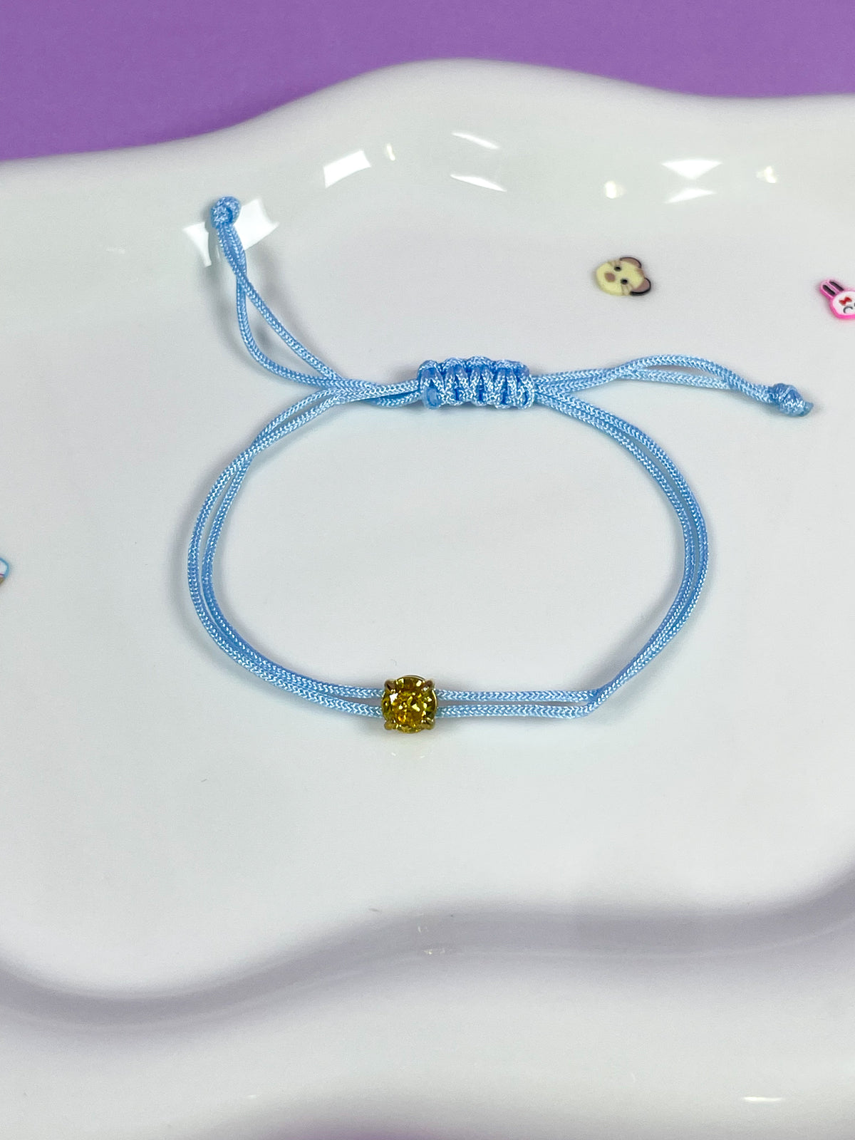 Pulsera hilo blue con brillante