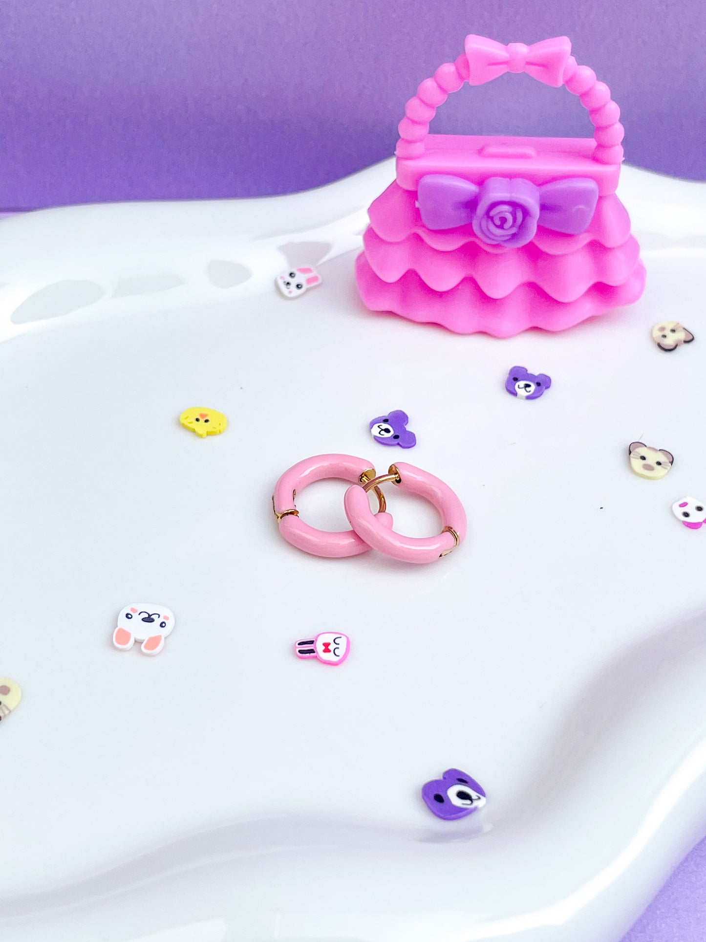 Arracadas esmalte rosa