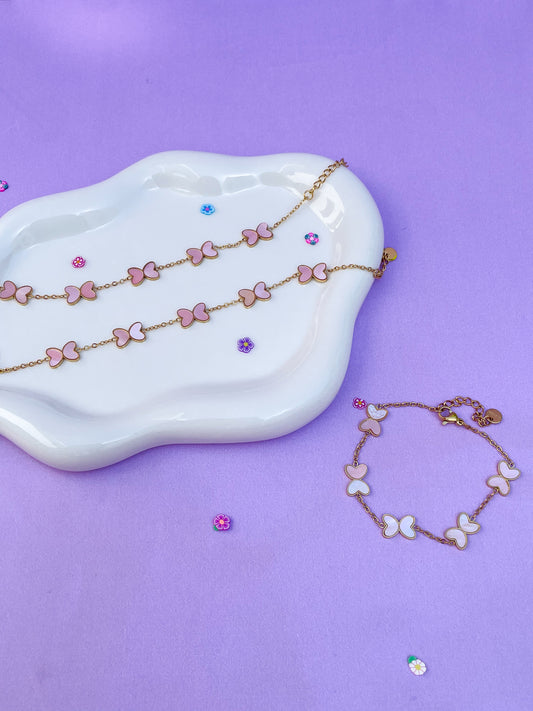 Pulsera mariposa perla rosa