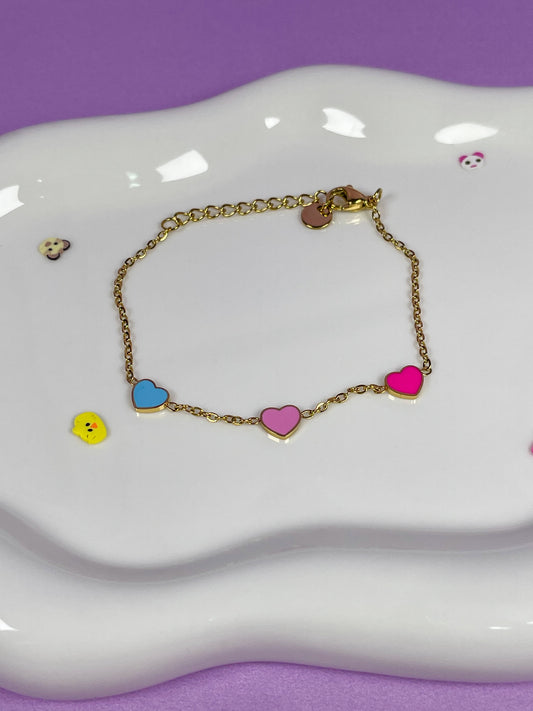 Pulsera corazones colores