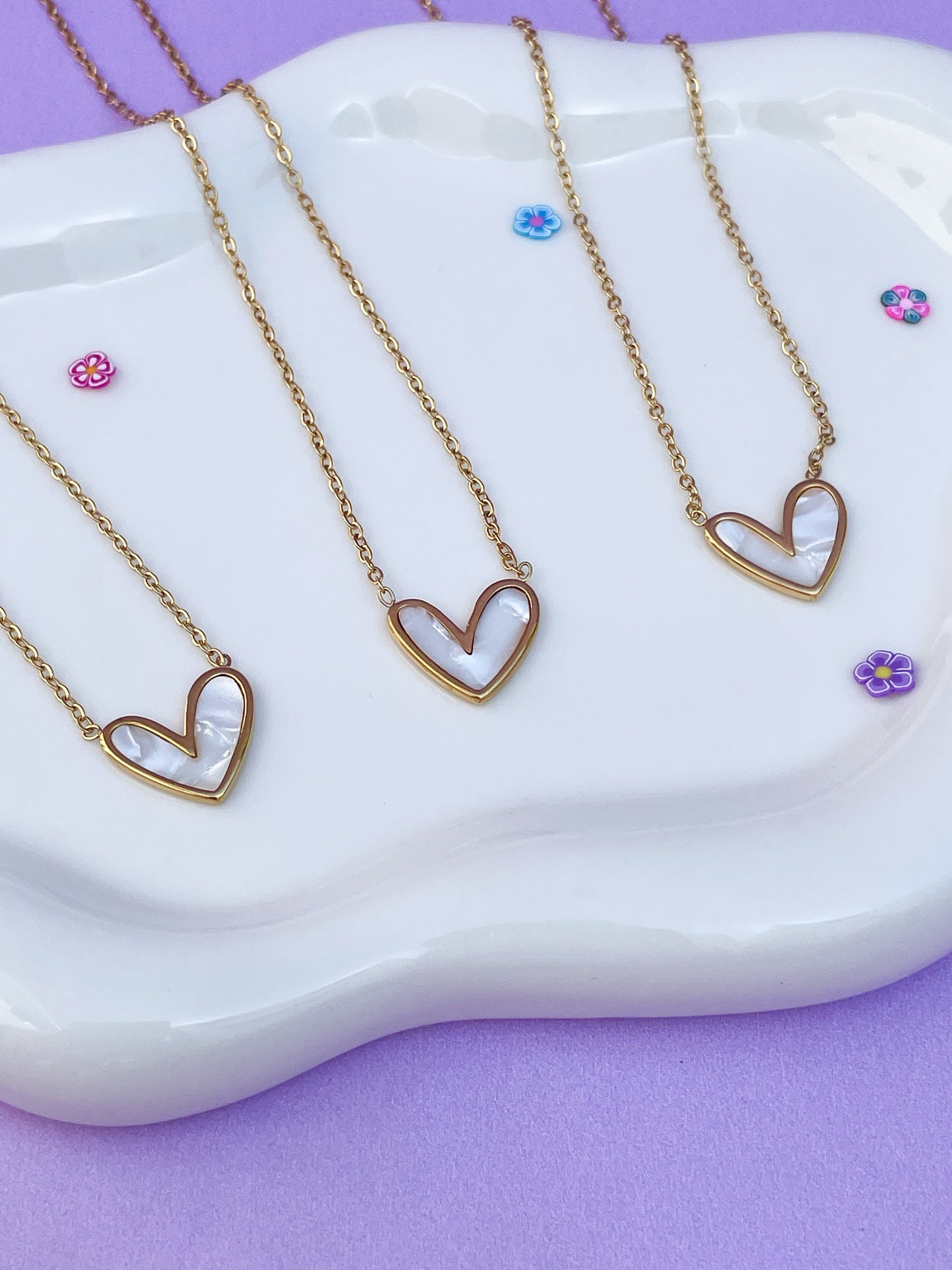 Collar corazón perla grande