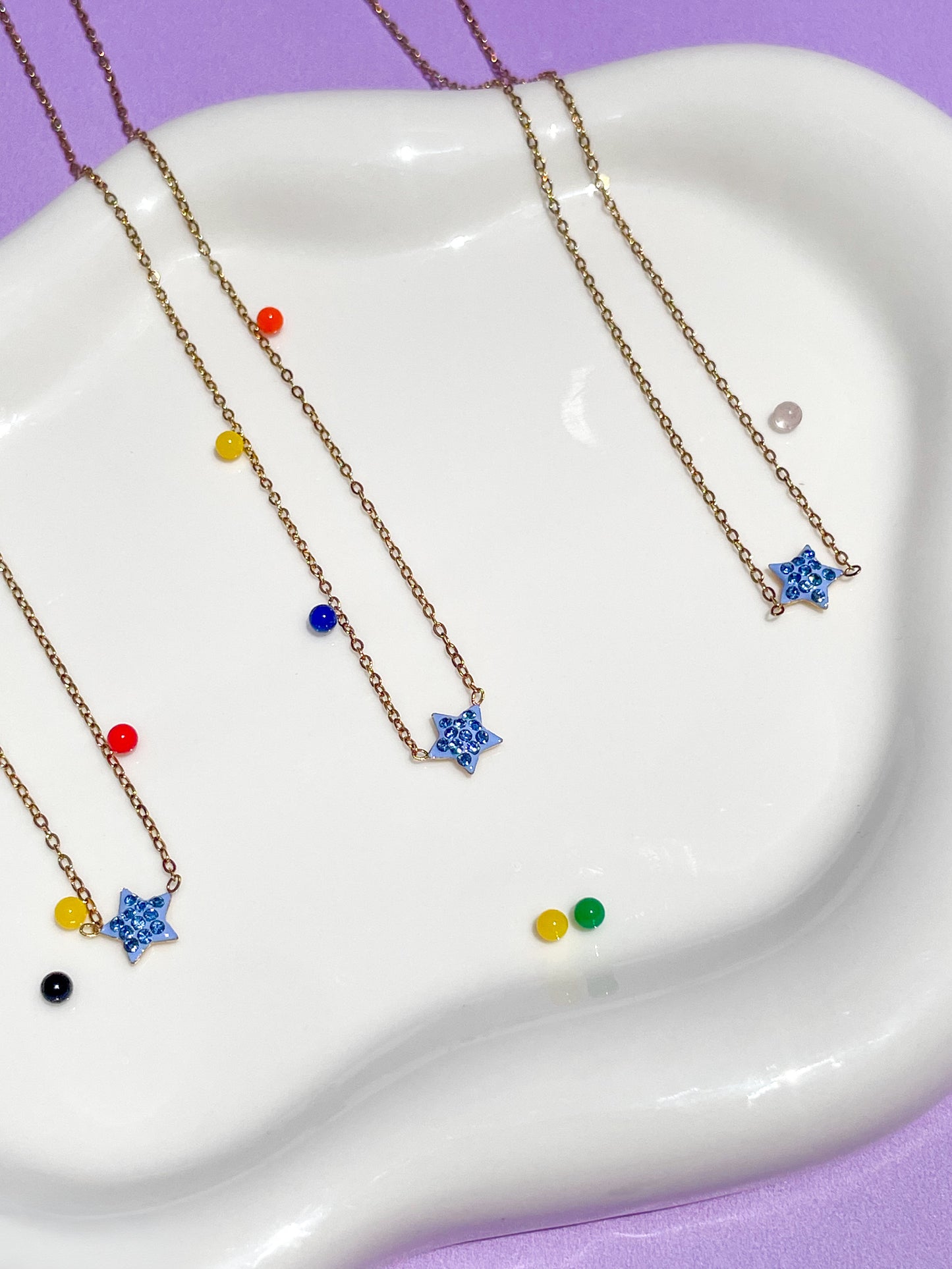 Collar dorado estrellita blue brillantes